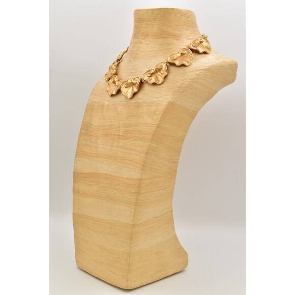 YSL Goosens Vintage Collar Necklace Brushed Gold Chunky Numbered Signed Bin7B - Picture 9 of 12